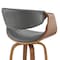 Armen Living Arya 30" Swivel Bar Stool in Gray Faux Leather and Walnut Wood LCAYBAWAGR30 - alternate 6
